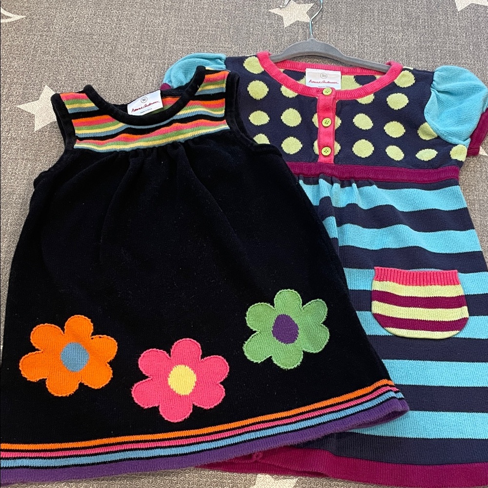Hanna Anderson Colorful Striped and Floral Kids Dresses size 90